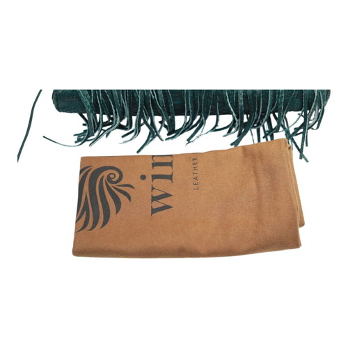 Wings shoulder bag green python leather with fringes used