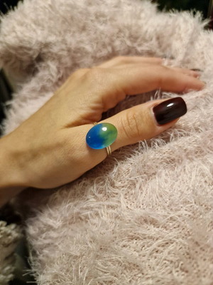 Ring with liquid glass new handmade