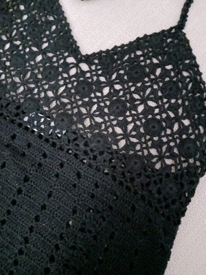 Crochet top black new, 100% cotton