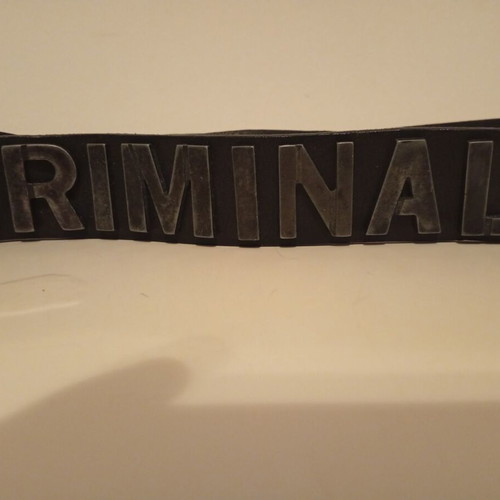 Criminal genuine leather belt like new, size L/XL, black with silver details