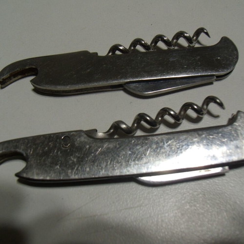 BT bottle openers used, set of 2, metal with corkscrew, socialist period