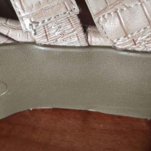 Andrés Machado Nude Croco Mules size 44 like new with 11 cm block heel