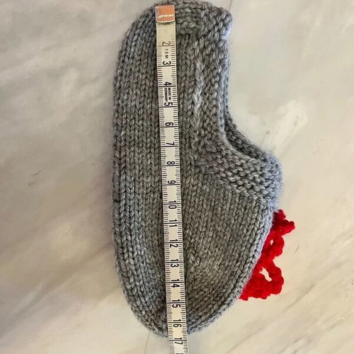 Handmade knitted baby slippers new, pair, gray and pink
