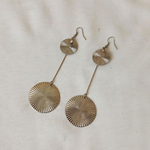 Long dangle earrings with double circles and rhinestones new
