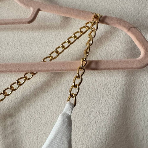 Layered striped camisole top with gold chain straps like new
