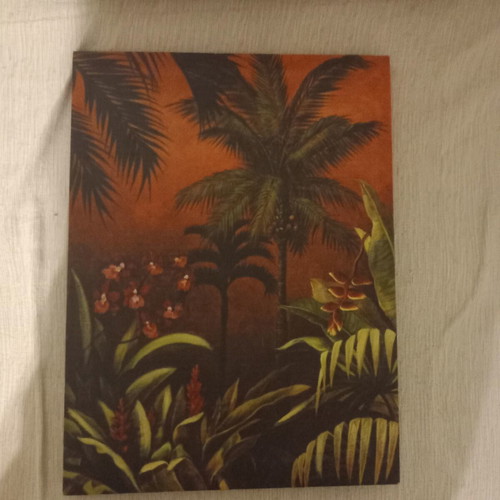 Decorative canvas painting tropical forest, like new, 35×46 cm