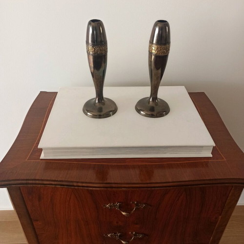 Art deco candlesticks used, set of 2 metal