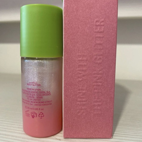 Zara Shine With Pink Glitter Roll On body glitter 25ml new