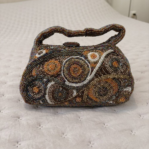 Evening bag with beads like new, colorful