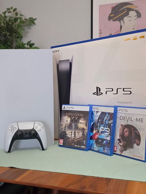 PlayStation 5 Disc Edition κονσόλα σαν καινούργια με χειριστήριο και 3 παιχνίδια
