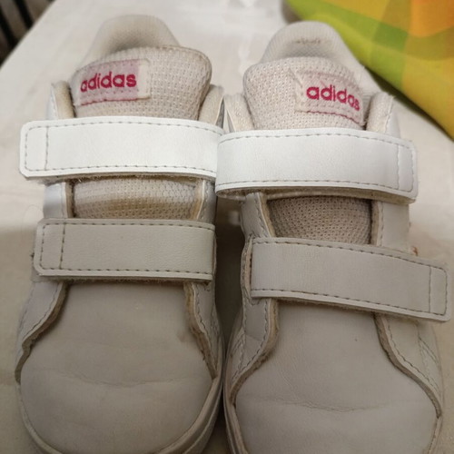 Adidas no 23 used girls' sport shoes white with red stripes