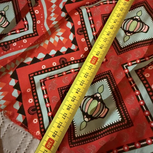 Long red dress with patterns like new, worn twice