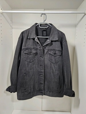 Oversized μαύρο denim μπουφάν καινούργιο, μέγεθος L