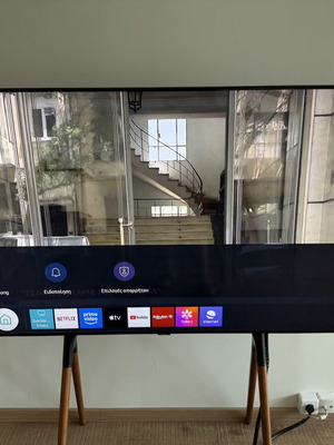 Samsung 65" Crystal UHD 4K Smart TV with Premium Wooden Tripod Stand like new