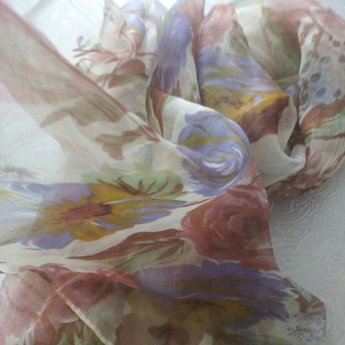 Summer silk scarf like new, beige pastel shades