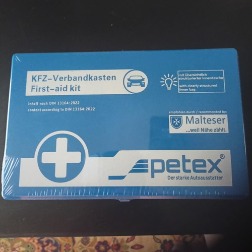 Petex Car First Aid Kit new, certified DIN 13164:2022