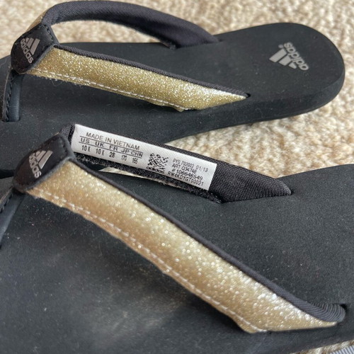 Adidas Comfort Flip Flop black with gold details like new