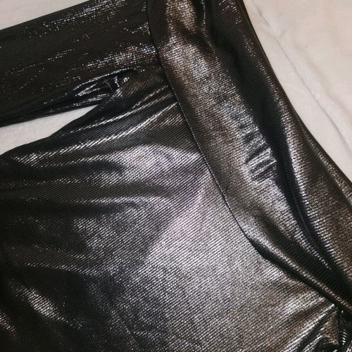 Shiny long sleeve blouse L like new, silver