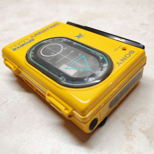 Sony WM-F45 Sports Walkman used, yellow, cassette functional