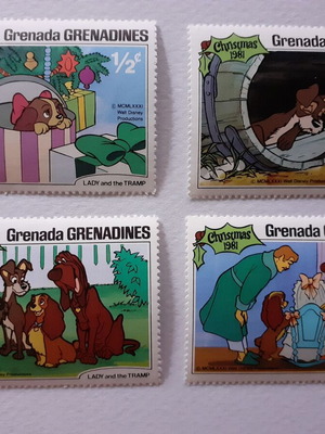 Disney Lady and the Tramp 1981 stamp set from Grenada Grenadines, new