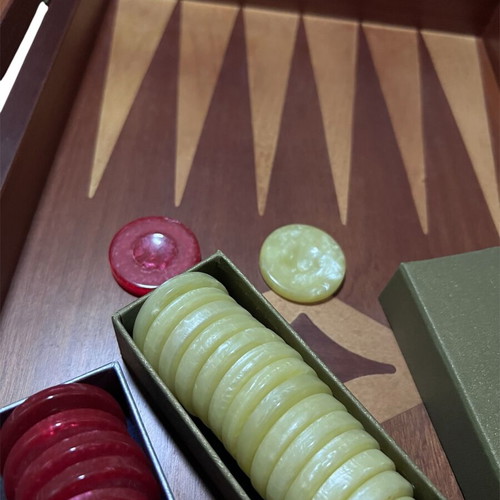 Wooden backgammon with painted design like new