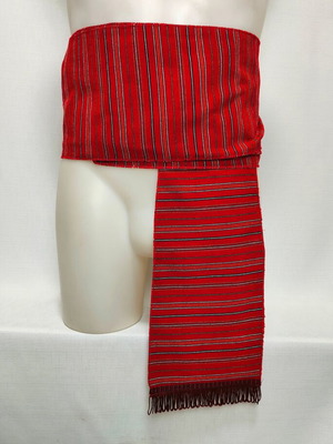Woven red sash 3.5m with fringes, new
