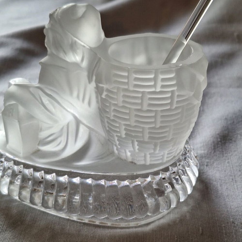 Baccarat style ice crystal jar like new for mustard