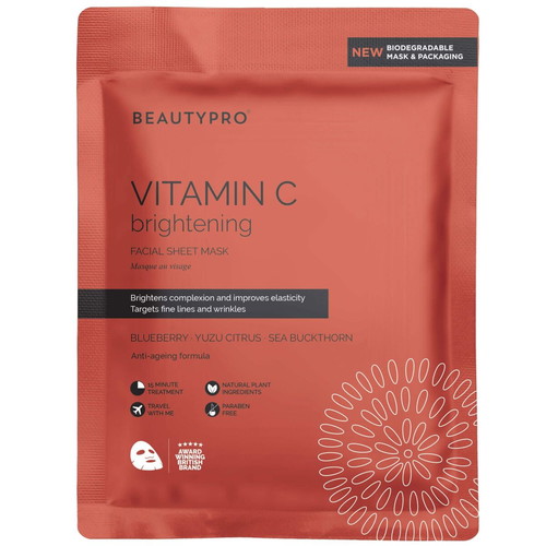 BeautyPro Vitamin-C facial sheet mask new, brightening