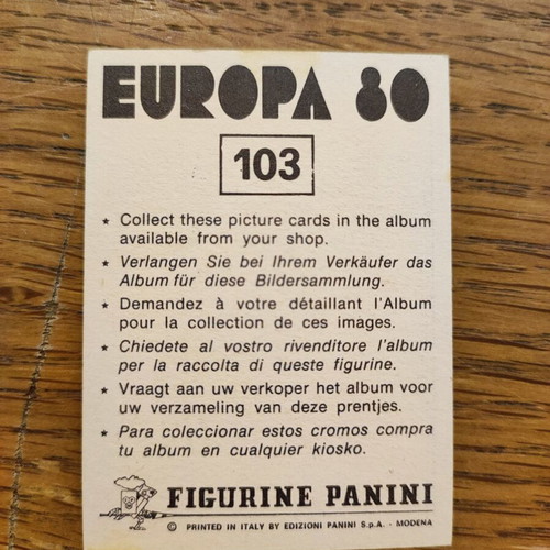 Anthimos Kapsis Panini Europa 1980 sticker used