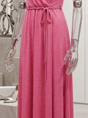 Cocktail dress pink maxi used with glitter, size L