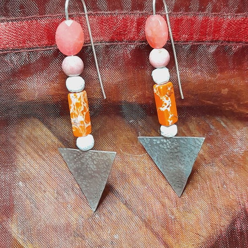 Handmade silver earrings 925 with semi-precious stones, new
