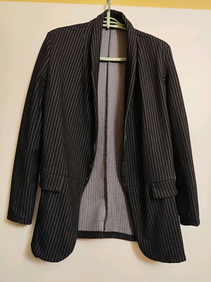 Women's pinstripe jacket like new, black with white stripes