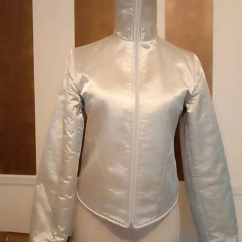 Rossodisera Y2K Silver Metallic Jacket with Faux Fur Used