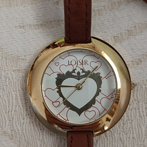 Loisir women's waterproof wristwatch like new, brown leather wrap strap