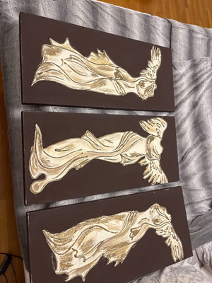 Triptych painting used in earthy tones