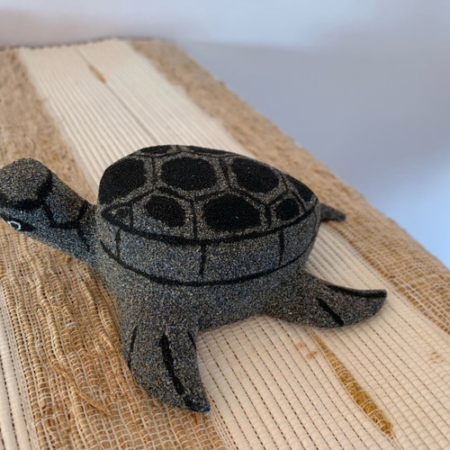 Decorative turtle 12 cm new, handmade from wood and colored sand