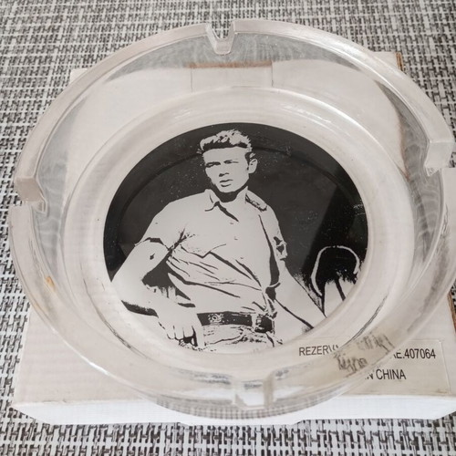 James Dean glass ashtray with La Siesta retro tobacco pouch gift