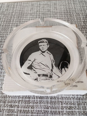 James Dean glass ashtray with La Siesta retro tobacco pouch gift