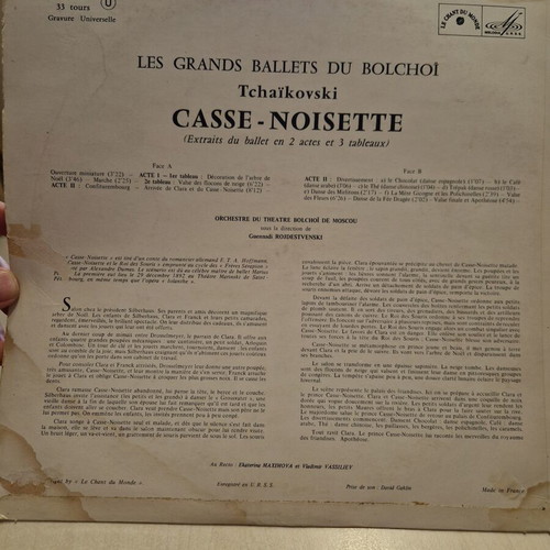Tchaikovsky Casse-Noisette vinyl record used, ballet music