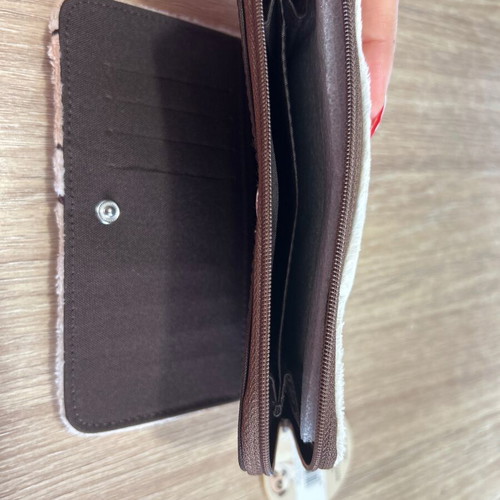 Nici furry wallet new, beige and brown