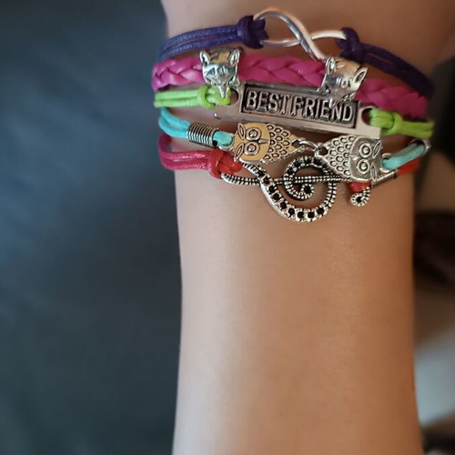 Best Friends bracelet new with multiple layers of leatherette and colorful cords