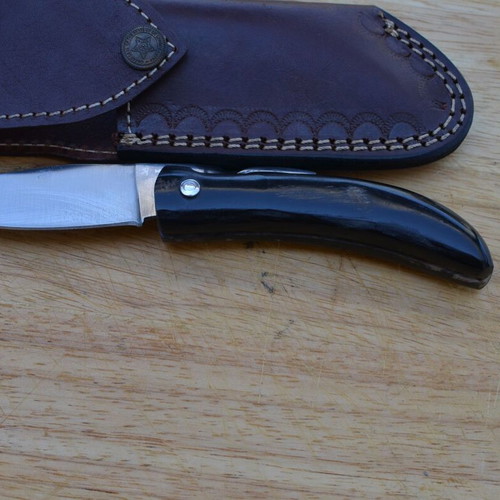 Folding knife stainless steel handmade buffalo horn handle new