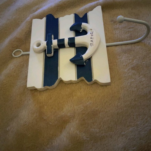 Wall hook souvenir Paros like new, wood and metal