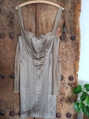 La Perla Vintage Nude Satin Lace Corset Dress New