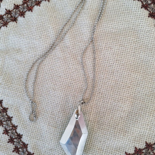 Necklace with large blue crystal made to order, silver chain