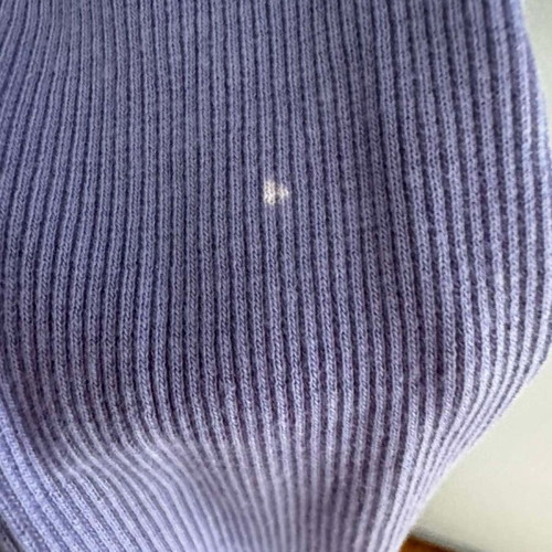 Crop cardigan, purple, with bleach marks