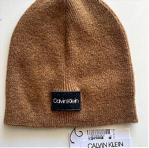 #ΠΡΟΣΦΟΡΑ Calvin Klein one size καφέ καμηλό σκουφάκι classic wool