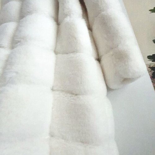 Fur coat made of synthetic hair new, white, size M