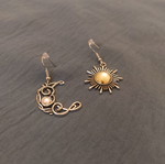 Asymmetric Sun and Moon Earrings like new, boho celestial style