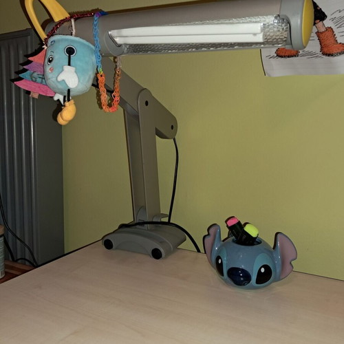 Moll Runner Children's Desk with Drawer Unit and Lamp used